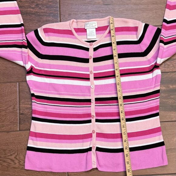 Designers Originals Petite Spring Stripe Cardigan 100% Cotton Size PM - Picture 3 of 6